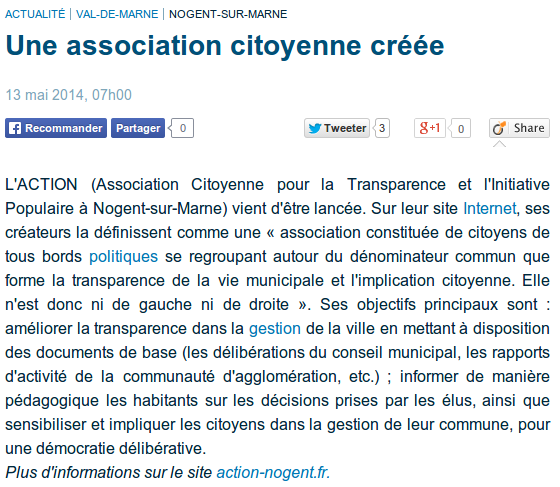 20140513_Le Parisien_Une association citoyenne créée